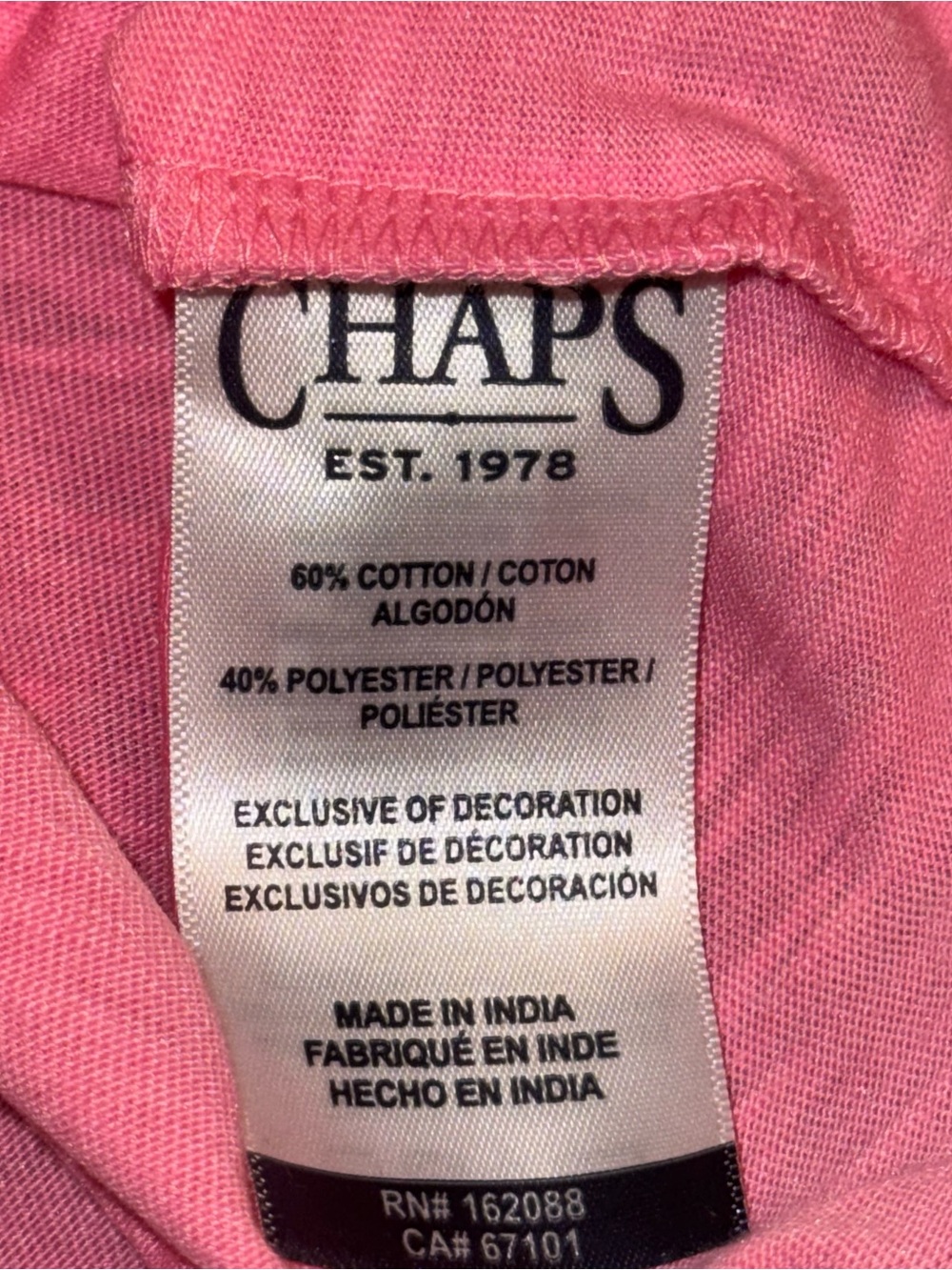 Chaps Men's Medium Pink Pocket T-Shirt NWT Seacoast Wash Slub Jersey Short Slv - Picture 6 of 6